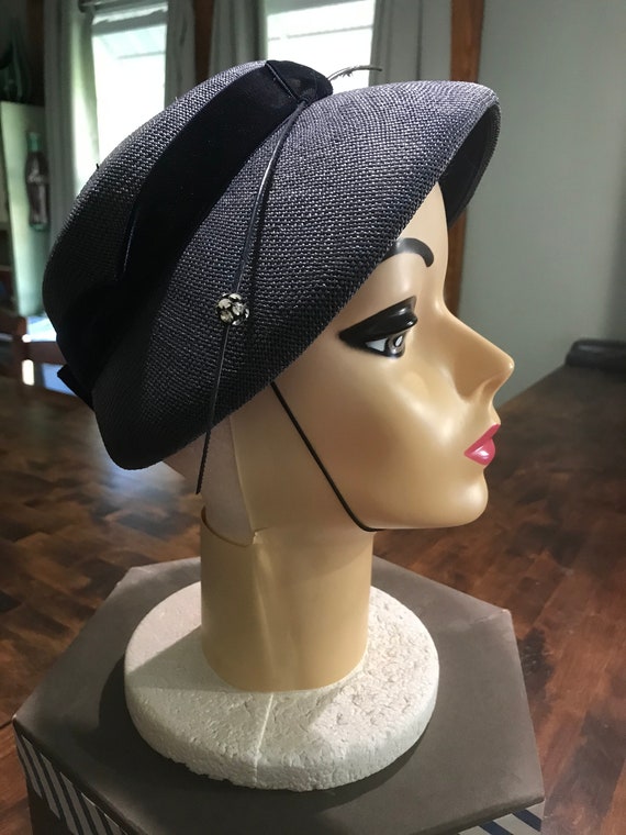 Vintage Hardesty Cocktail Hat with Rhinestones 19… - image 1