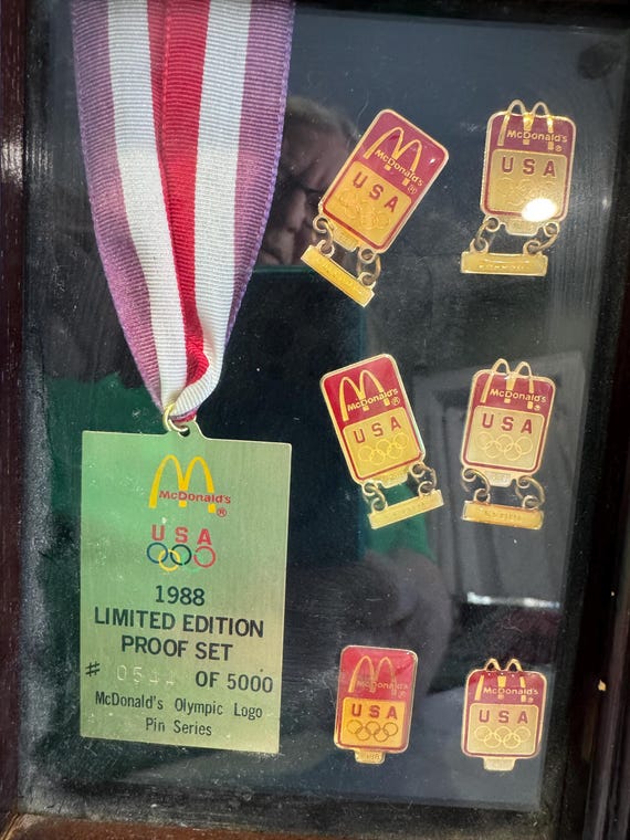 1988 Rare Mcdonalds USA Olympics Pin Series Proof Set Framed No