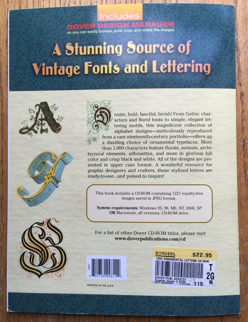 1200 Ornamental Letters CD Rom and Book Electronic Dover Clip Art - Etsy