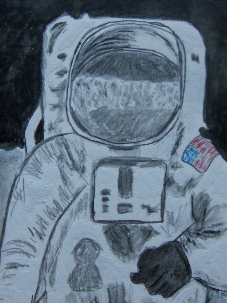 Man on The Moon Neil Armstrong Watercolor Print 11 X 15 by ...