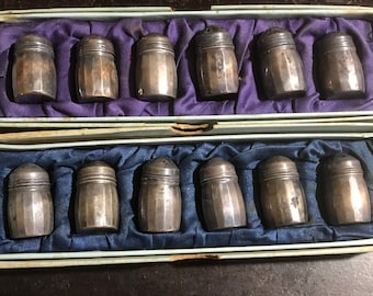 Vintage Sterling Silver Salt and Pepper Shakers 12 Total in Original Boxes