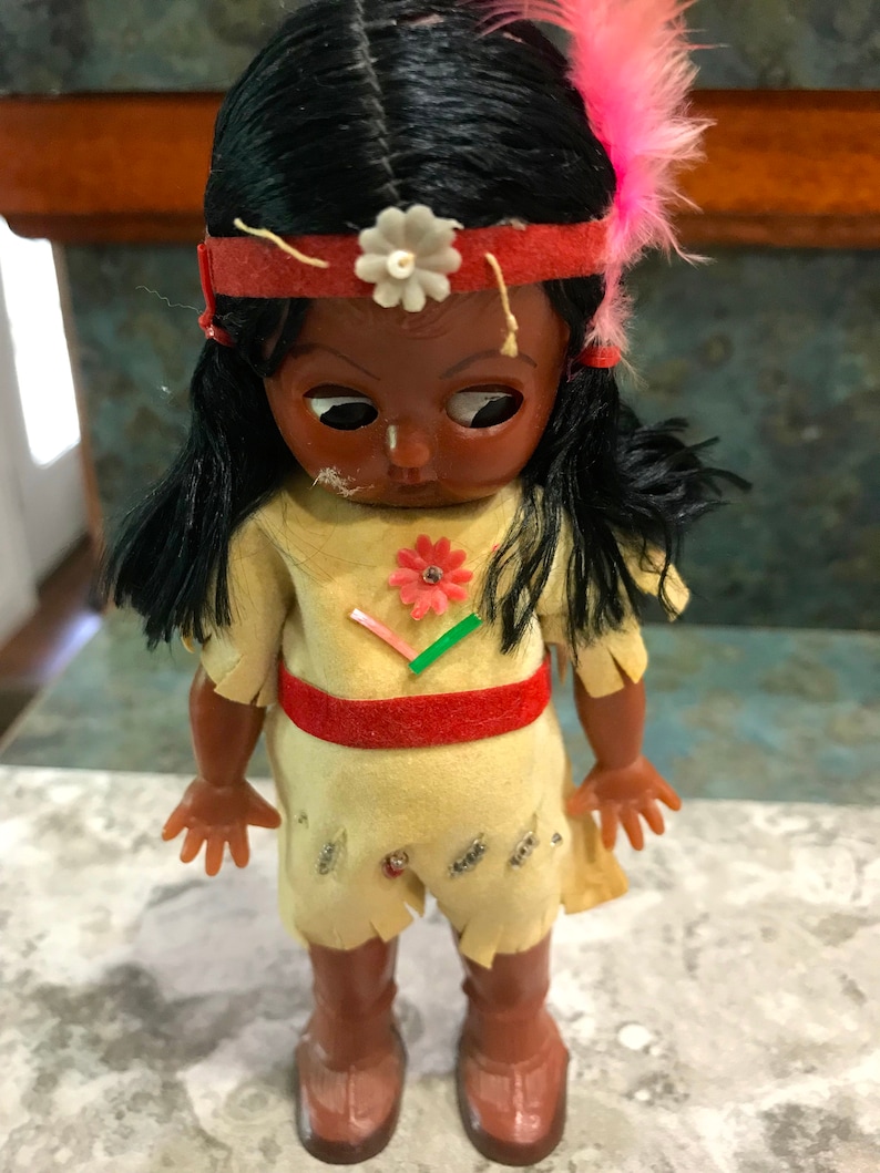 Vintage Native American Indian Doll 1950's Era Open Close Etsy