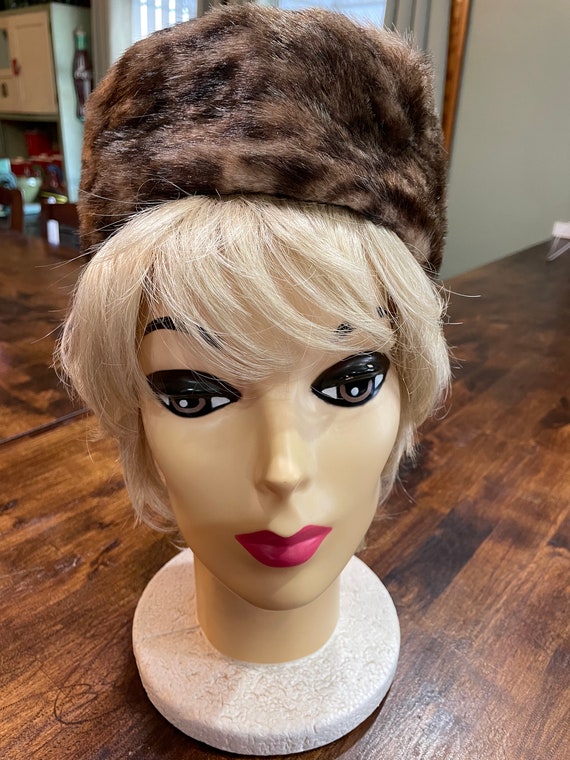 Faux Fur Vintage Pillbox Hat 1950's - image 2