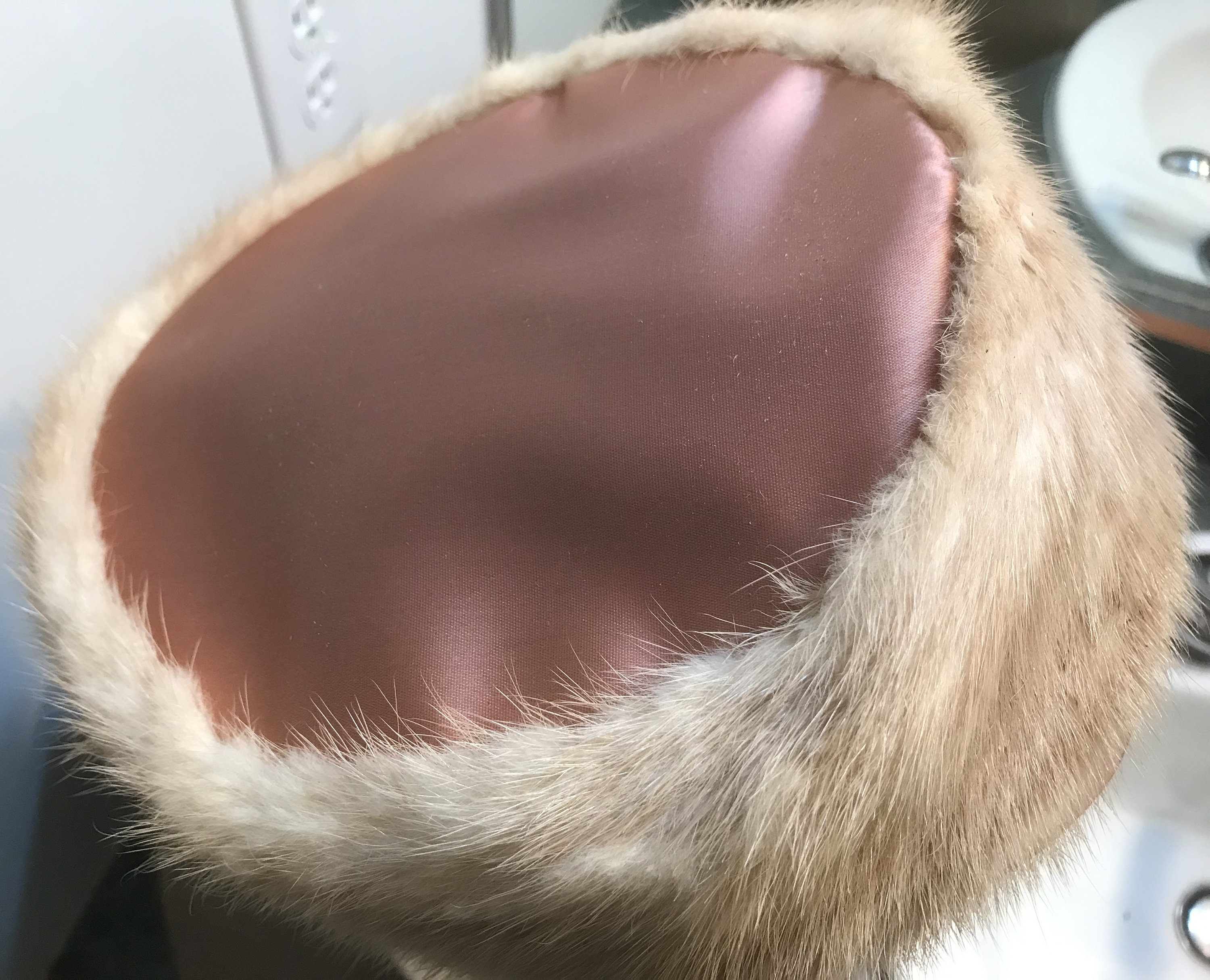 Vintage Darcel Exclusive Mink and Satin Pill Box Hat 1950 