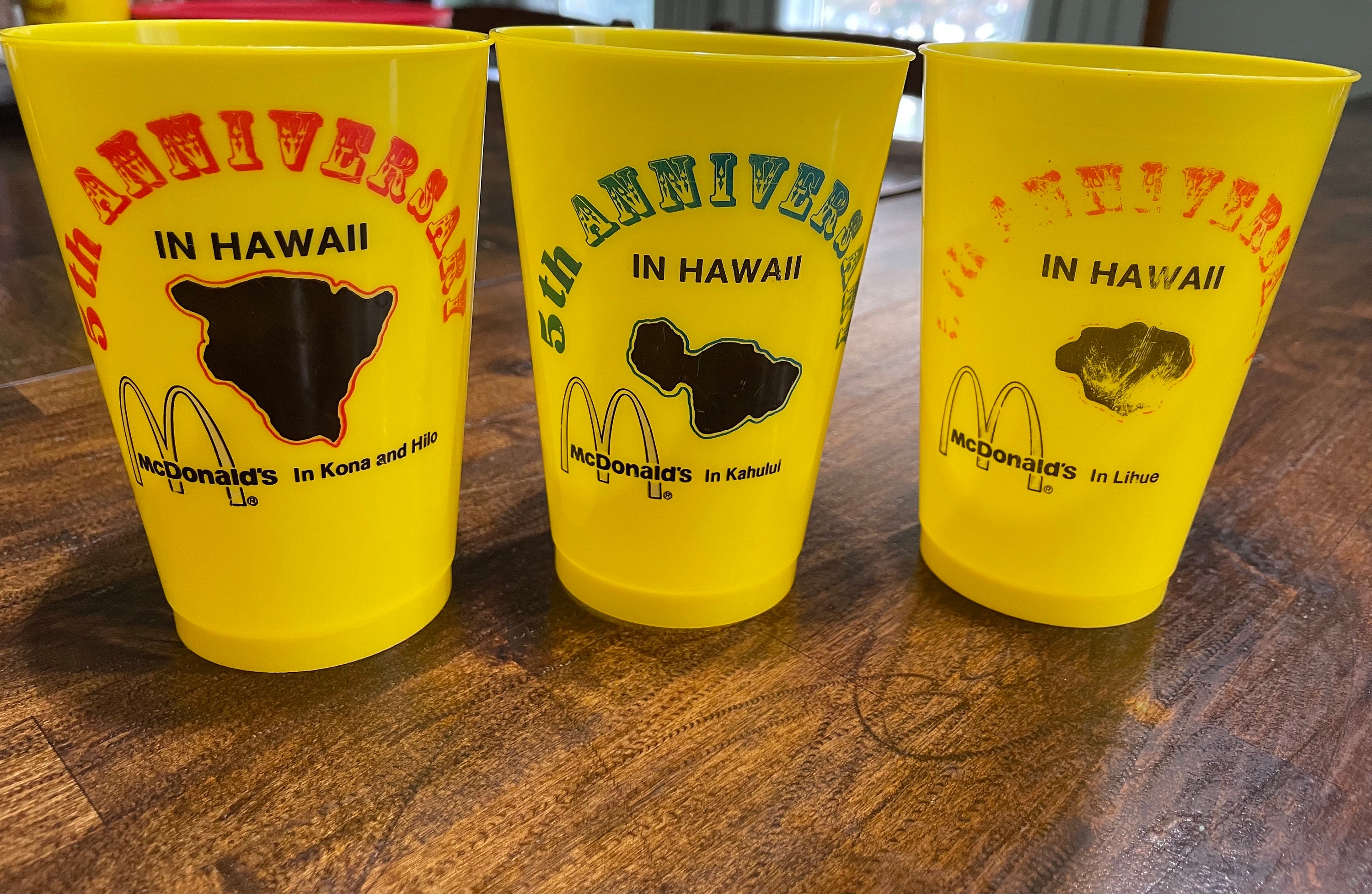 Rare 1970's Mcdonalds Plastic Cups 5th Anniversary in Hawaii - Etsy