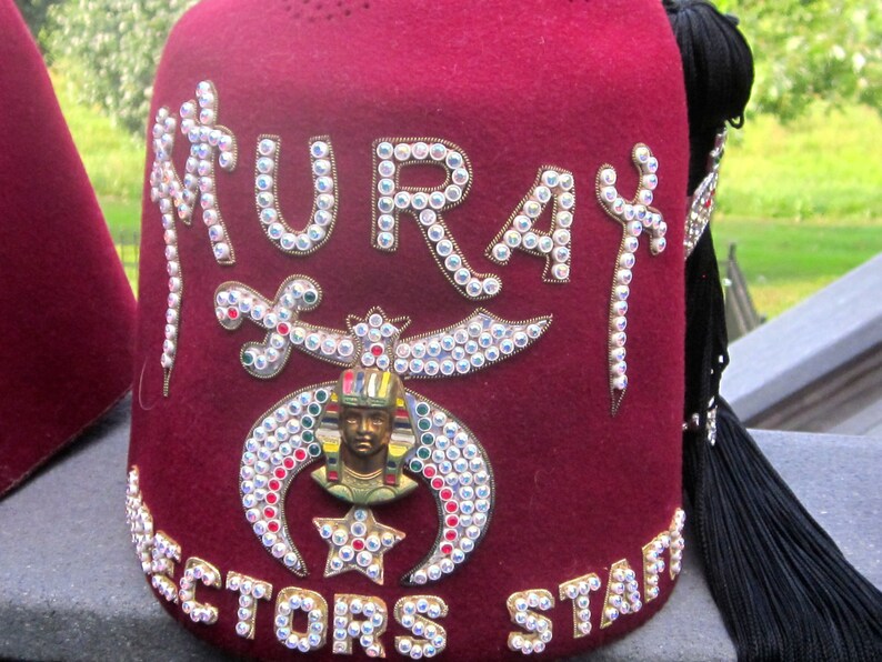 Qty of 2 Vintage Murat Shriners Hat Jewled Fez Tassled Masonic Etsy