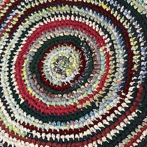 Handmade Farmhouse Rag Rug 33 Inch Diameter Multi Colors