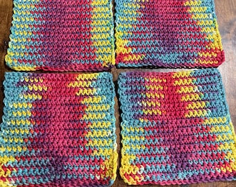 Farmhouse Dishcloths YMulti Color Handmade Crochet Qty of 4