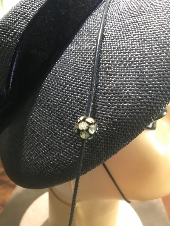 Vintage Hardesty Cocktail Hat with Rhinestones 19… - image 2