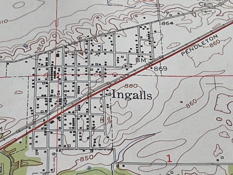 1952 Map of Ingalls Indiana U S Geological Survey Topographic Etsy