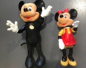 Vintage 1970's Mickey and Minnie Mouse Poseable Figures