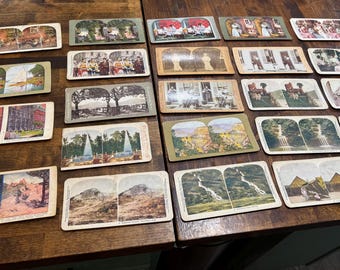 Cantidad: 24. Principalmente tarjetas fotográficas 3D estereoscópicas a color. Finales del siglo XIX - principios del siglo XX (N.º de inventario 2).