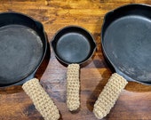 Cast Iron Skillet Hot Pad Handle Covers Qty of 3 (Tan)