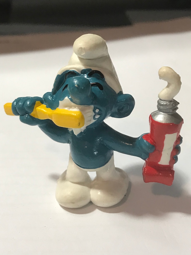 Toothpaste Toothbrush Smurf Figure 1979 Schleich Peyo Etsy