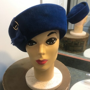Vintage Adele Claire Felted Wool Derby Hat 1940&#39;s