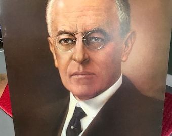 28th President Woodrow Wilson Color Portrait 11 X 14 Published in 1972