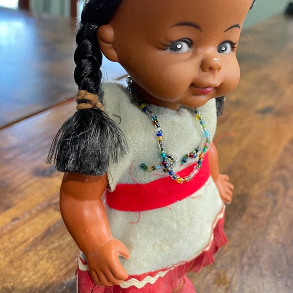 1950's 8 Inch Native American Indian Rubber Head Doll