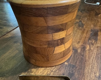 Danish Mid Century Modern Staved Teak Wood Ice Bucket