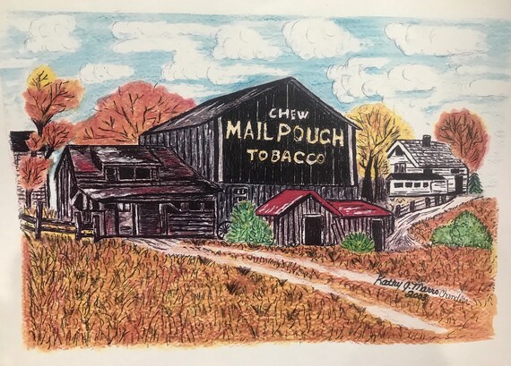 mail pouch tobacco barn painting Chew Mail Pouch Barn Watercolor Print 8 X 12 by Kathy Marrs Chandler