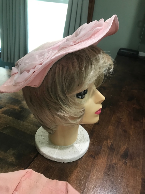 Vintage 1950's Pink Cartwheel Hat and Evening Jack
