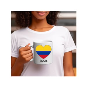 Mug coeur colombien, cadeau pour colombien, Colombie, cadeau latin, cadeau d&#39;anniversaire parfait pour lui ou elle, cadeau mari ou femme, tasse 15 oz