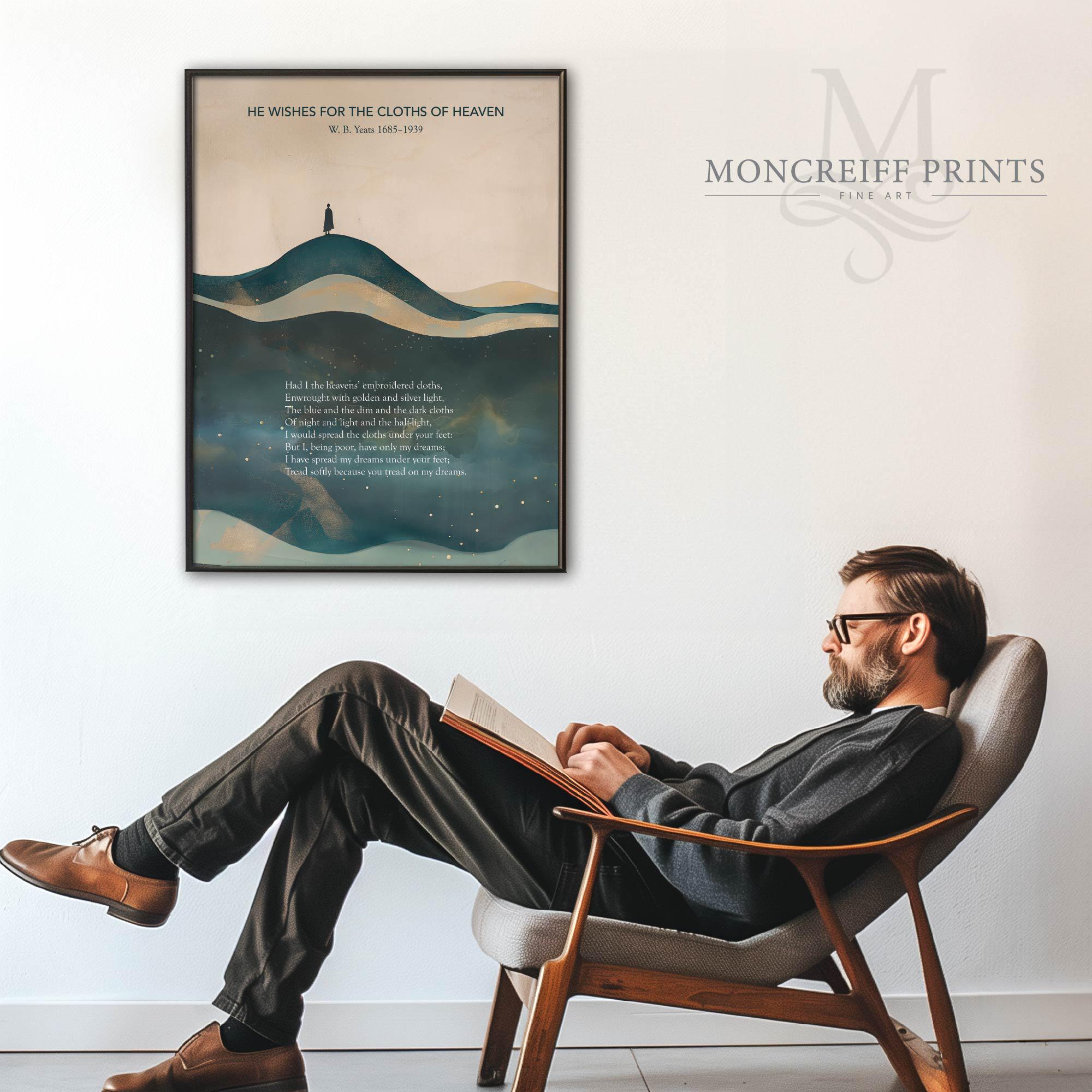 W.B. Yeats Poem Print: 'cloths of Heaven' Literary Wall Art