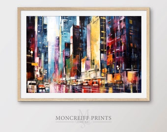 Vibrant City Street Art Print | Bright Colourful Urban Scene | Digital Download | CU02