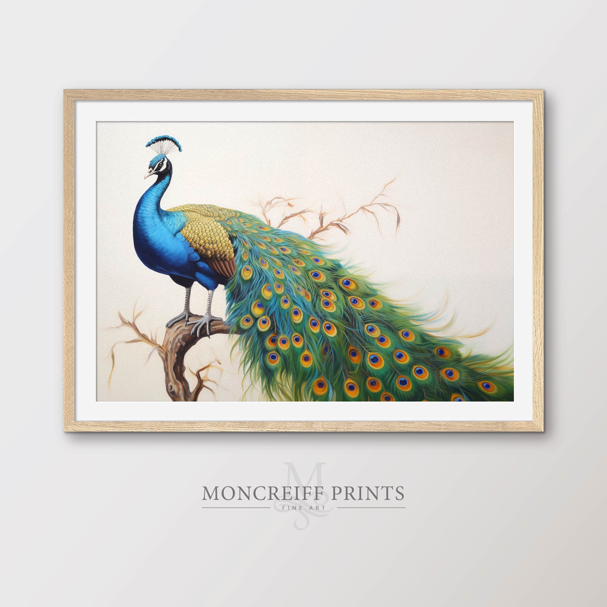 ヴィンテージ ピーコック 油絵：華やかな鳥のアートプリント（デジタル