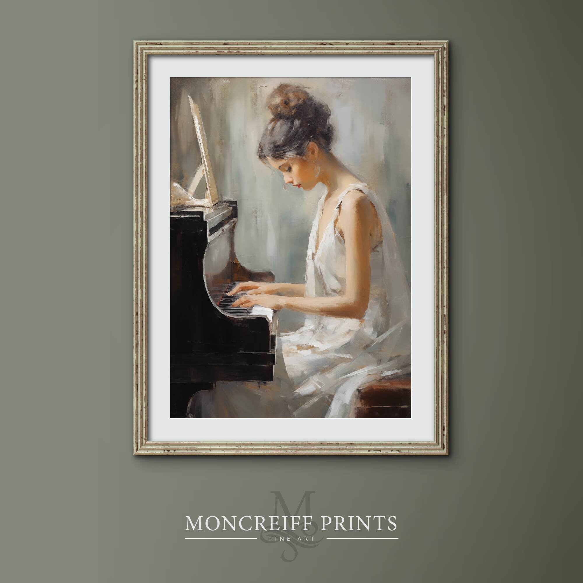 Woman Playing Piano Oil Painting: Music Room Wall Art (digital Download ...
