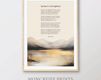 Scottish Highlands Watercolor Art Print: Robert Burns Poem (Digital Download)