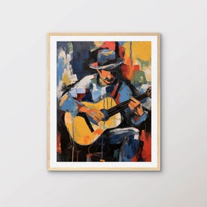 Man Playing Guitar, Male Musician, Colourful Contemporary Painting, Modern Art, Digital Download, High-Resolution Printable Wall Art | PT26