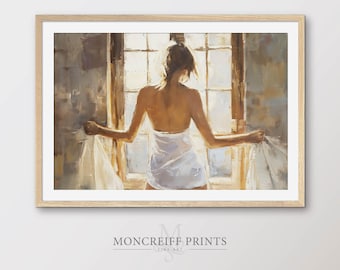 Dipinto di donna alla luce del mattino: arte romantica per camera da letto (download digitale) G12