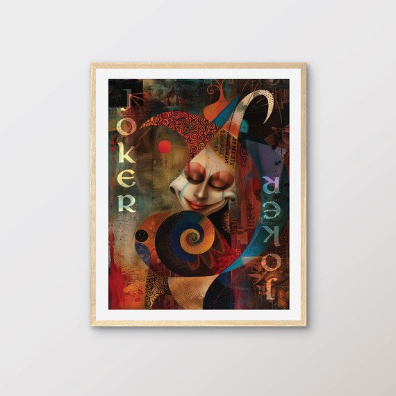 Abstract Joker Art Print: Surreal Jester Painting (digital