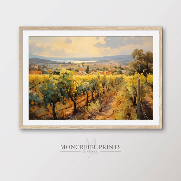 Digital Fine Art Print, Vineyard, Vintage Impressionist Style Landscape Painting, Scenic Artwork, Printable High-Resolution Wall Art | LS17