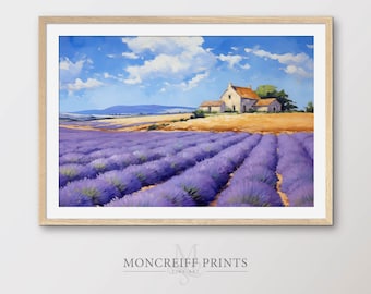 French Lavender Field Painting: Provence Farmhouse Art (Digital Download) LS60