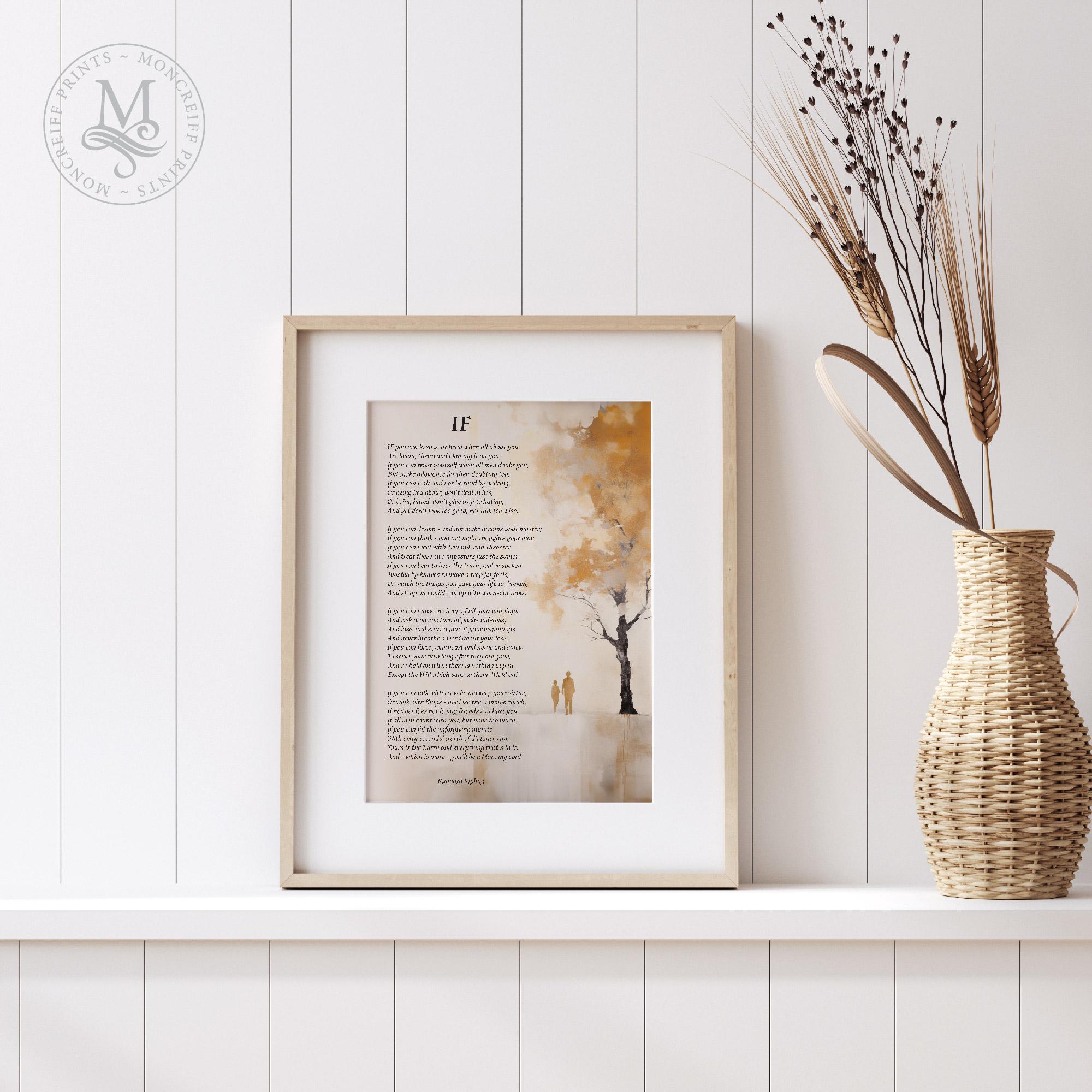 If Printable If Poem Art Print by Rudyard Kipling, Illustrated Poem, Inspirational ...