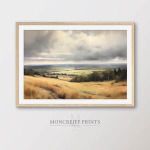 English Country Landscape Picture, Rolling Countryside, English Fields, Printable High Resolution Wall Art, Aesthetic Home Decor | LS42