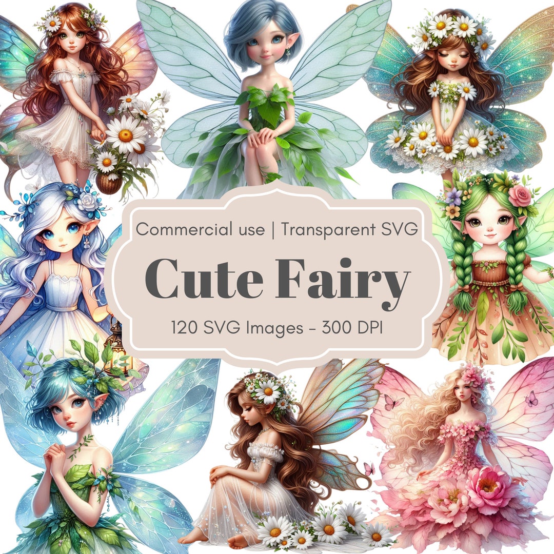 120 Cute Fairy SVG Bundle | Flower Fairy Clipart for Cricut ...