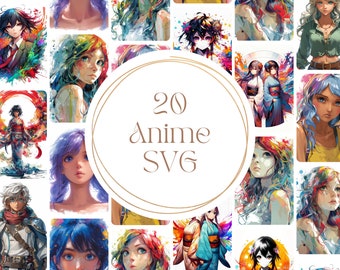 Anime SVG Bundle, Anime Clipart Cutfile Bundle, Manga SVG Vector, Manga ...