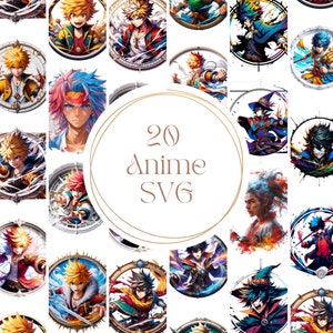 20 Kawaii Anime SVG Bundle | Cute Manga Characters for Cricut & Silhouette Crafts | Digital Clipart Art