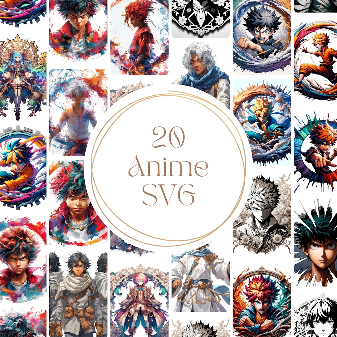 20 Anime SVG Bundle | Colorful Manga Clipart Characters for Cricut ...