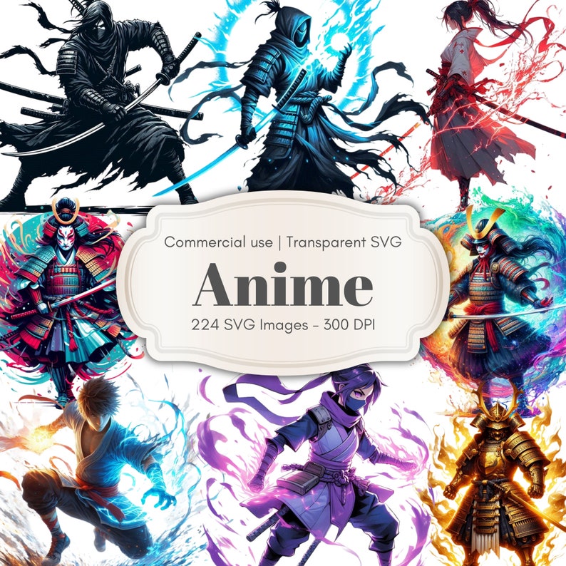 Anime SVG Bundle | Manga Clipart Cutfiles & Japanese Art Vector PNG for ...