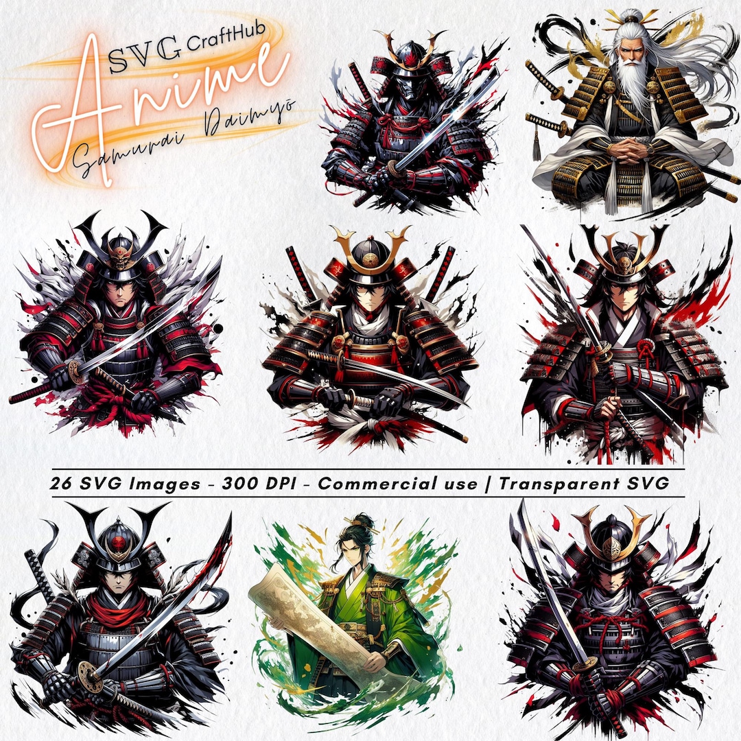 Samurai Anime SVG Bundle | Japanese Warrior Vector Designs - Etsy UK