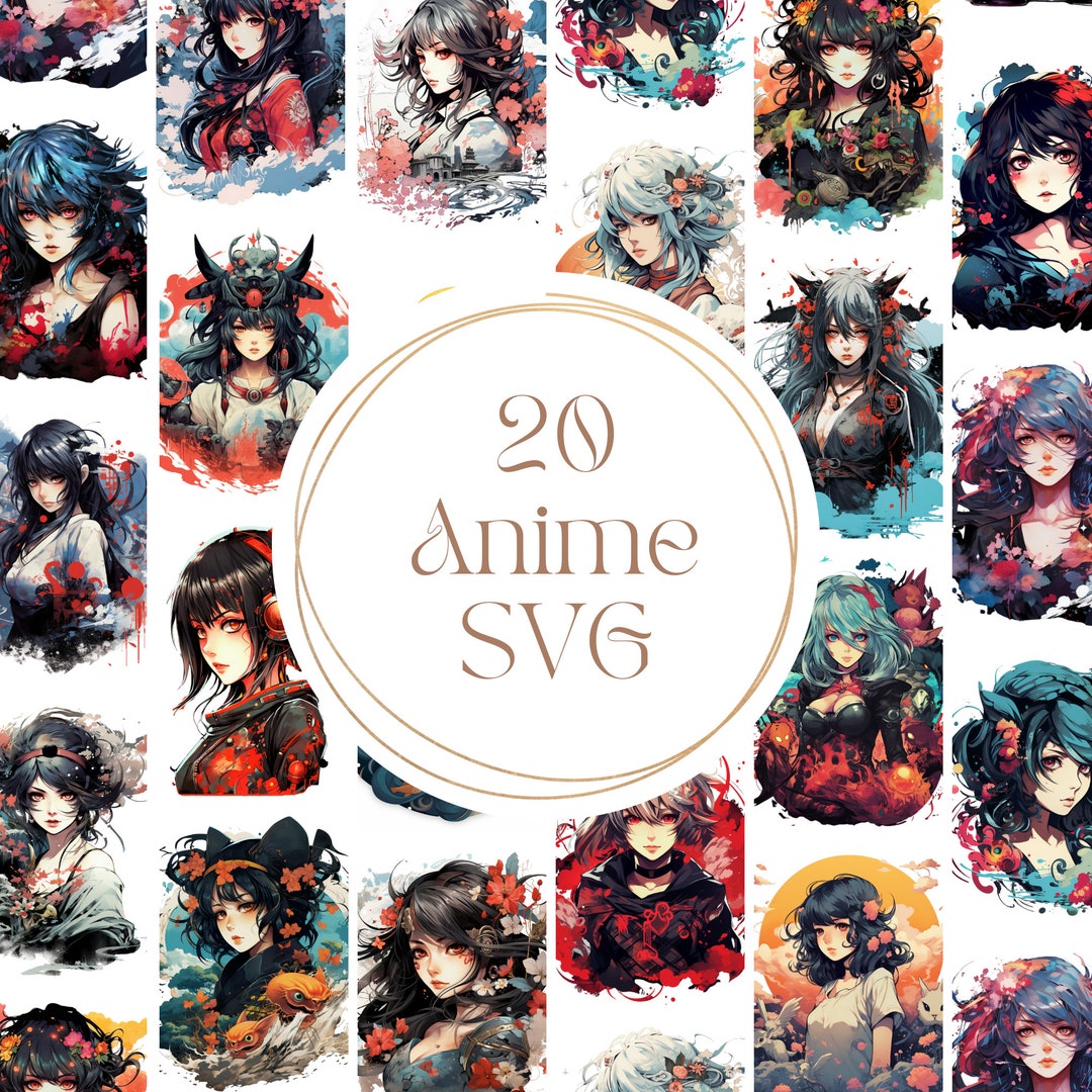Anime SVG Bundle, Anime Clipart Cutfile Bundle, Manga SVG Vector, Manga ...