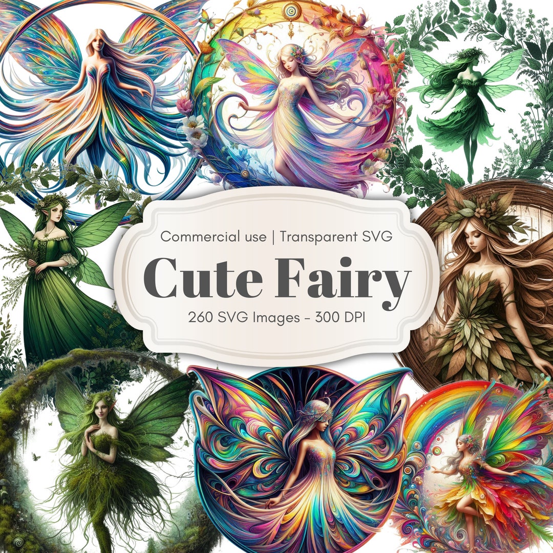 Cute Fairy SVG Bundle - 260 Flower Fairy Clipart, Magical Girls ...