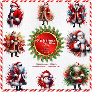 50 PNG cliparts of Santa Claus - Perfect for sublimation, crafts, card making, t-shirt designs, print on demand - Commercial use