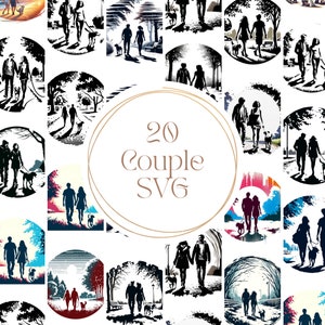 Couple SVG Bundle: 20 Loving Clipart Designs (Digital Download)