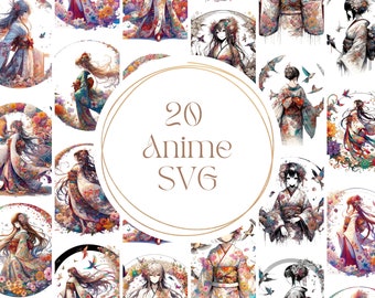 Anime SVG Bundle, Anime Clipart Cutfile Bundle, Manga SVG Vector, Manga ...