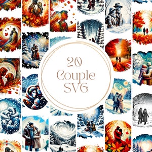 Couple SVG Bundle: 20 Loving Clipart Designs (Digital Download)