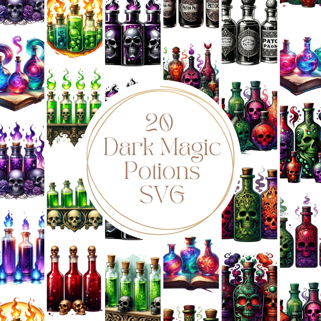 Dark Magic Potion Clipart SVG Bundle | Witchy Graphics - Etsy